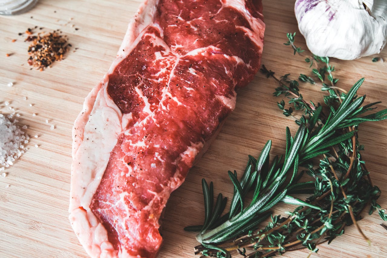Crafting Captivating Headlines: Your awesome post title goes here Close-up of fresh raw beef steak with rosemary, thyme, garlic, and spices on a wooden board.